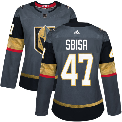 Adidas Vegas Golden Knights 47 Luca Sbisa Grey Home Authentic Women Stitched NHL Jersey